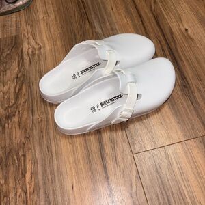Birkenstock Classic Buckle Mules in Pure White